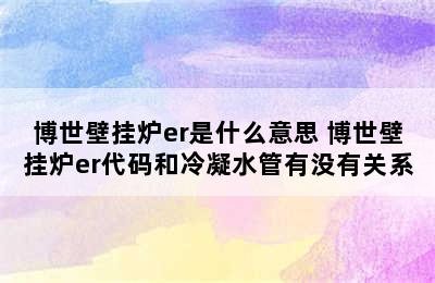 博世壁挂炉er是什么意思 博世壁挂炉er代码和冷凝水管有没有关系